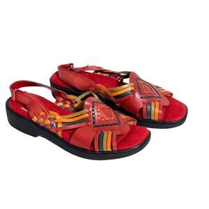 Dr Scholl's Red Leather Huarache Sandals: Size 8W